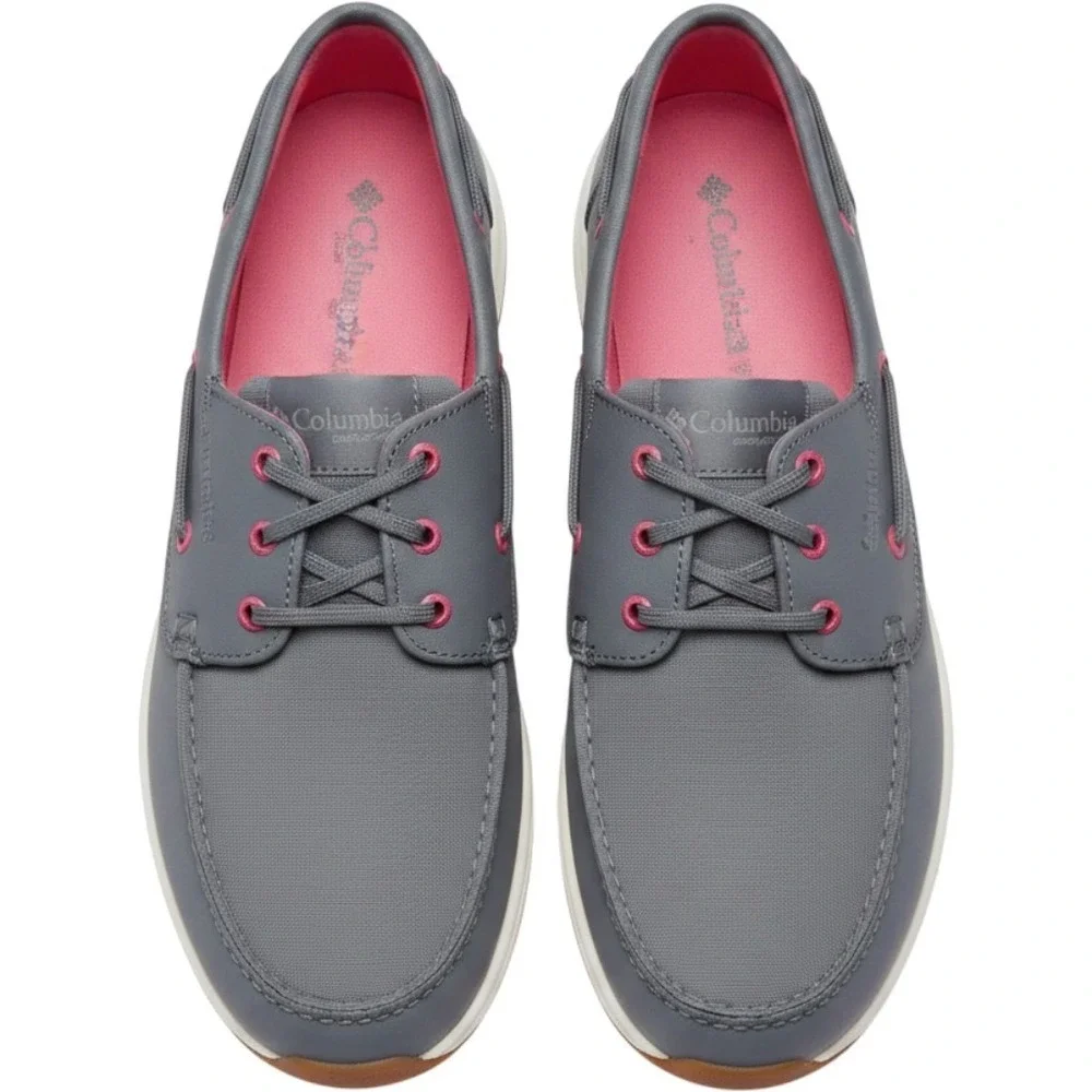 Columbia PFG Bahama X Relaxed Men's Boat Shoes Gray/Red Lace Up Size 13 fishing